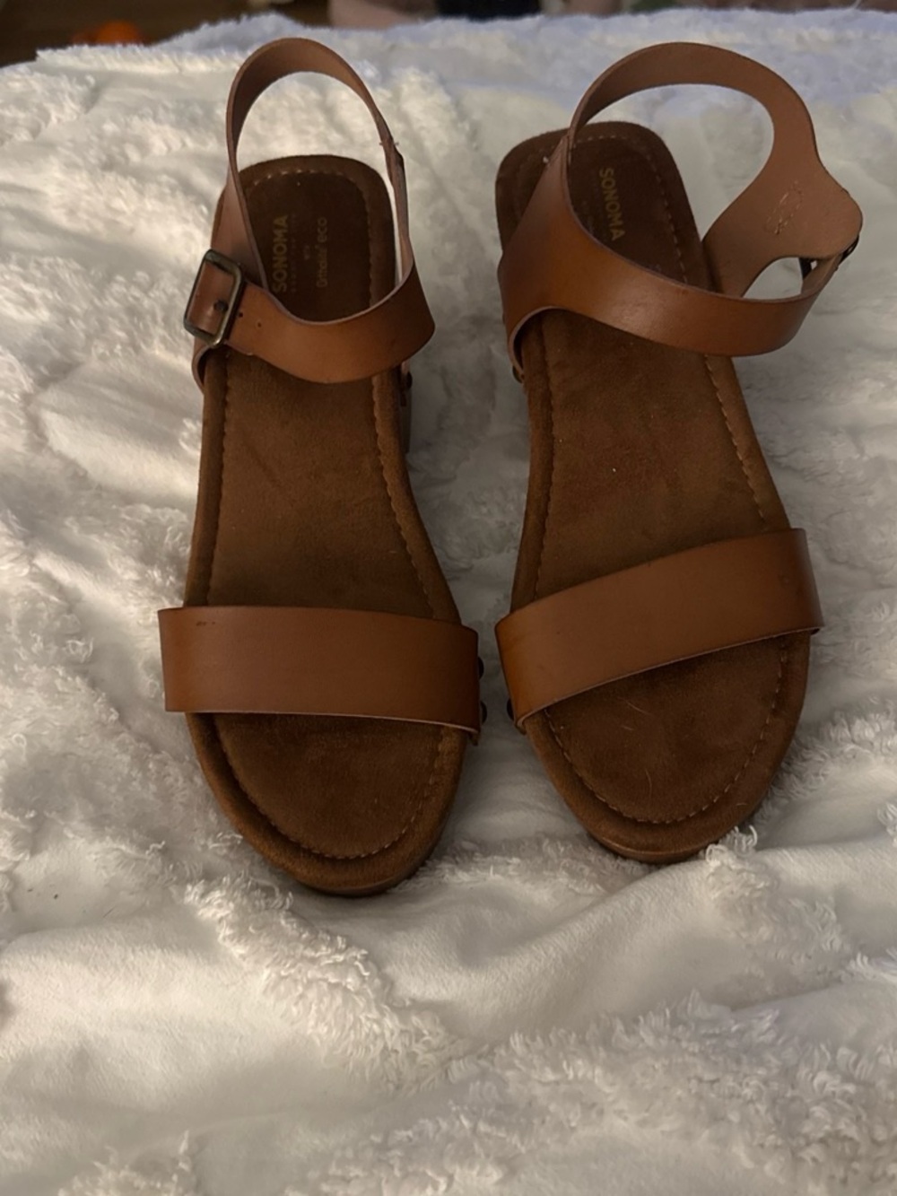 Sonoma Tan Brown Leather-Look Slingback Sandals